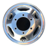 16-inch Ford Transit OEM wheel ALY10284U80. Polished rim front view.